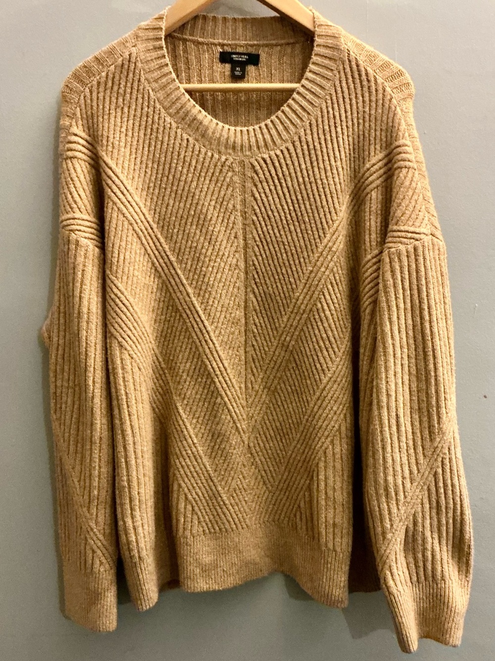 Simply Vera Vera Wang XL Tan Ribbed Textured Knit Sweater